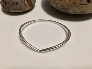 Pandora 925 Sterling Silver Sleek Wishbone Bangle Bracelet Push Clasp SM EUC 9g - Picture 1 of 7