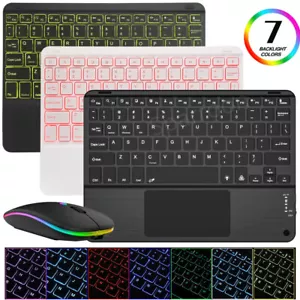 For Samsung Galaxy Tab S9 FE S8 S7 S6 Lite A9 A8 Backlit Touchpad Keyboard Mouse - Picture 1 of 34