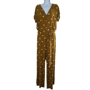 Matilda Jane Up In Front Romper Mustard Yellow White Daisy Belted Size Lrg EUC - Picture 1 of 8