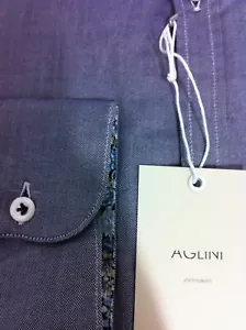 Camisa Aglini Italiana Urbana Chic (Se ajusta a M/50/40US) NUEVA CON ETIQUETAS $395 LuckyBidWin - Imagen 1 de 5
