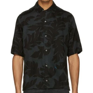 Diesel Jeans Mens S-WESTY Leaf Print Short Sleeve Shirt-Black Holiday - Picture 1 of 3