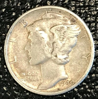 Moneda de diez centavos de plata mercurio de alta calidad XF 1940 D - JUL447 Foto 1 de 2