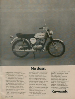 1969 Kawasaki 90cc Motorcycle No Class Out-Trot the 125s Original Print Ad - Image 1 of 3