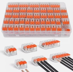 90*/SET 221-412 Lever Nut Compact Splicing Wire Connectors - 2/3/5 Conductor Set - Picture 1 of 9