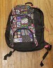 Kids School Backpack Pink And Black Love And Peace Pattern One Size 18" x 15"