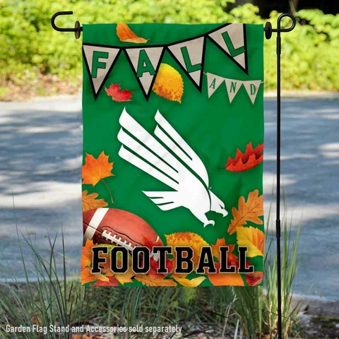 North Texas Mean Green Fall Leaves Football Season Garden Flag and Yard Banner Cover