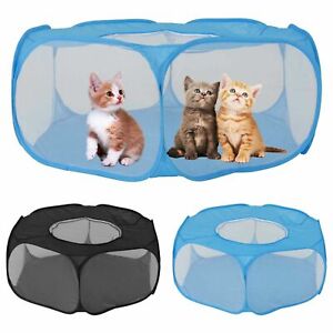 Foldable Pet Playpen Zipper Indoor Outdoor Small Animal Cage Tent Portable Fence