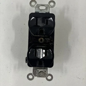 Vintage Hubbell 15A 125V Electric Outlet Receptacle Black - Picture 1 of 4