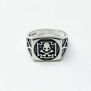 NEW STERLING SILVER SKULL RING GOTHIC BIKER RING TOXIC SIGN RING #040 - Picture 1 of 5