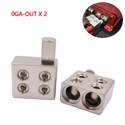 0GA Out x2 Car Audio Gauge Ground Wire Pin Input Wire Reducer Connector Terminal - Image 1 of 4