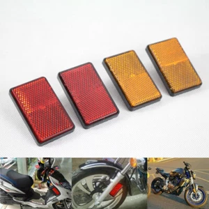 2x Universal Motorcycle ATV Reflector Bolt On Red & Amber Rectangle Side Marker - Foto 1 di 12