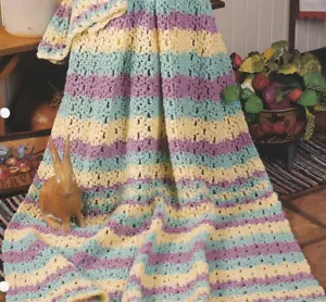 Afghan Crochet Pattern RAINBOW SHERBERT 12-Hour Time Savers - Picture 1 of 2