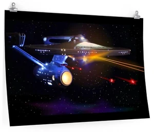 The Big E (NCC-1701 USS Enterprise) In Action! 36"x24" Large Poster - Picture 1 of 2