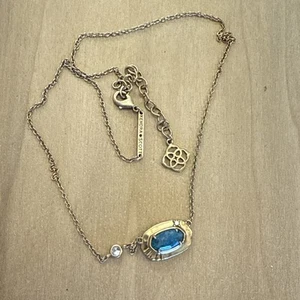 Kendra Scott Anna Short Pendant Necklace In Vintage gold tone Teal Apatite - Picture 1 of 5
