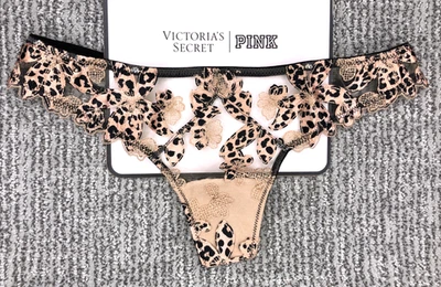 Victoria's Secret Very Sexy NWT Small Leopard Print Ziggy Embroider Thong Panty - Image 1 of 4