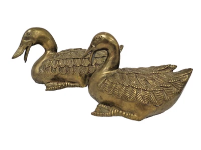Пара винтажных латунных фигурок уток скульптура середины века домашний декор коллекционные предметы - Изображение 1 из 4