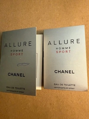 2x CHANEL ALLURE HOMME SPORT 0,05 oz / 1,5 ml ea EDT muestras en aerosol NUEVO envío gratuito Foto 1 de 4