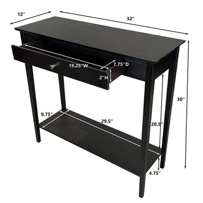 Consola de bambú macizo de 2 niveles con cajón Foto 1 de 4