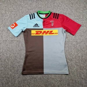 Harlequins Adidas Rugby Shirt Mens Small Blue Player Issue Union Jersey Top 2015 - Picture 1 of 11