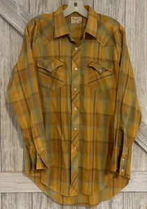 Vintage 1960’s Mens Wrangler Permanent Press Long Tails Western Cowboy Shirt USA - Picture 1 of 14