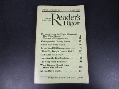 Reader's Digest Large-Type Print Edition June 1982 Vol 12 No 72 Peace Movement - Image 1 of 4