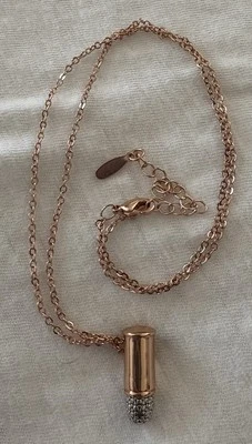 "Collar bala de oro rosa de 18k GP cadena de 10"" colgante de 1""" Foto 1 de 4