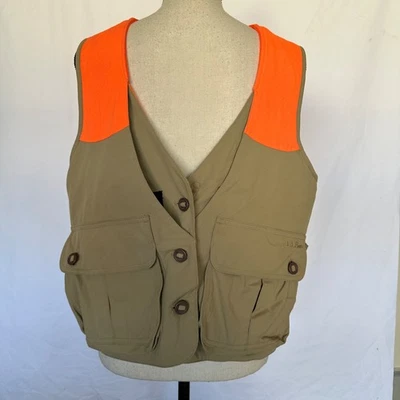 LL Bean Shooting Hunting Vest Men's  Small  Khaki Canvas Bird Partridge - Image 1 of 4