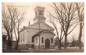BROOKLYN, MICHIGAN - PRESBYTERIANISCHE KIRCHE - 1911 - ECHTFOTO POSTKARTE - Bild 1 von 2