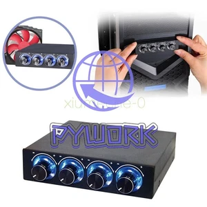 3.5" PC HDD CPU 4 Channel Fan Speed Controller Control Led Cooling Front Panel - Picture 1 of 4