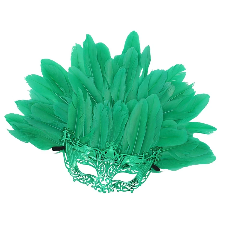 Máscara de plumas artificiales de media cara accesorios de disfraz de moda para mascarada Foto 1 de 1