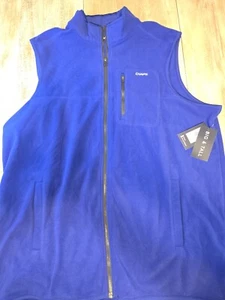 NWT Chaps Fleece Mockneck Vest Mens XLT Full Zip Blue Performance Pockets - Picture 1 of 6