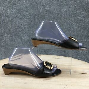 Naturalizer Sandals Womens 9 Kacey Slides Black Leather Casual Slip On Open Toe