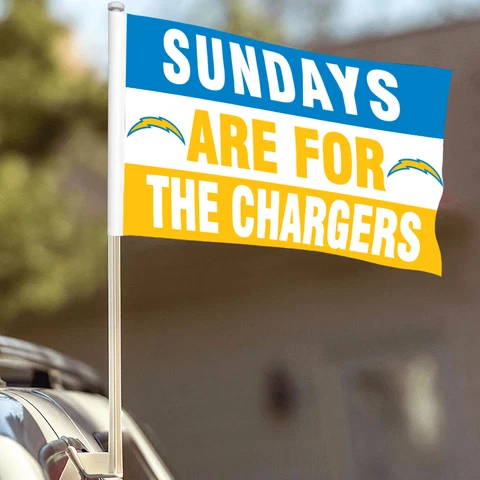 2PCS San Diego Chargers 2-Sided Car Flags Sundays Are for The Chargers 12*18in Cover