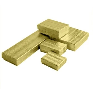 100 Gold Foil Assortment Sized Cotton Filled Jewelry Gift Packaging Boxes - Picture 1 of 8
