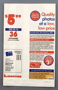 QANTAS VINTAGE AIRLINE AIR SICKNESS BAG SICK BARF AUSTRALIA NATIONAL PHOTOS 1 - Picture 1 of 2