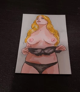 ACEO Original Art Card Drawing Women Female Nude Fine Art - Picture 1 of 1