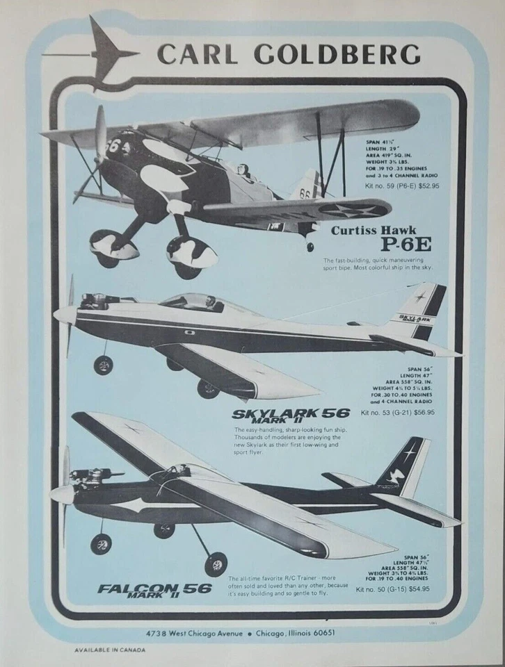Falcon 56 Mark II RC Kit Vintage Print Ad Wall Art Decor Carl Goldberg - Image 1 of 1