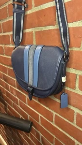 $275 Coach Hitch Varsity Stripe Navy Crossbody Bag C5382 SOLD OUT - Picture 1 of 7