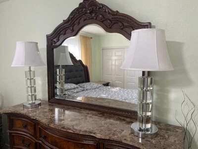 Queen Bedroom Set - Bed Frame, Dresser With Mirror And 2 Bed Side Tables - Image 1 of 4