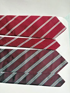 2- All Silk Striped Ties Jos A Bank Clothiers Hand Sewn Burgundy 56" Pre-Owned - Picture 1 of 5