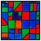 Détail moderne de façade en verre Paul Klee motif point de croix compté