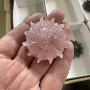 2" Hand Carved Natural Rose quartz sun Moon Quartz Crystal Uk Sellers F16 #5 - Picture 1 of 5