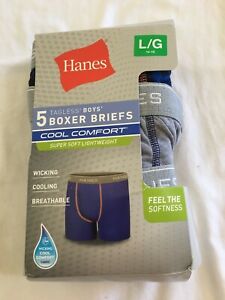 NWT Hanes Boys Boxer Briefs Underwear 5 pairs/pack Blue Gray Tagless Soft