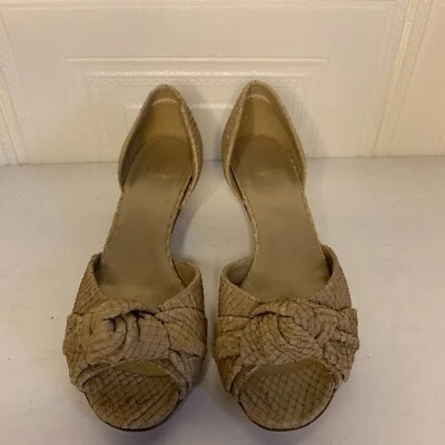 STUART WEITZMAN Leather nude kitten heels peep toe snake kind of leather - Image 1 of 4