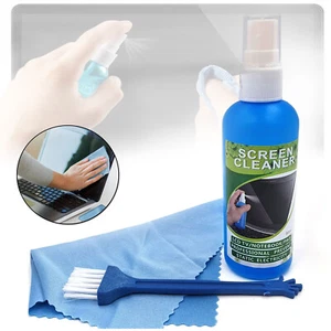 3in1 Screen Cleaner Set Monitor TV PC LED LCD Laptop Cleaning Plasma Cloth Brush - Picture 1 of 11