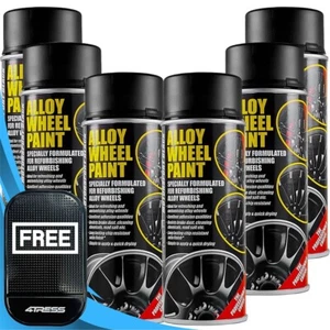 BLACK Alloy Wheel Spray Paint E-TECH 6x 400ml Cans Car Wheels Refurbish. Mat? - Picture 1 of 15