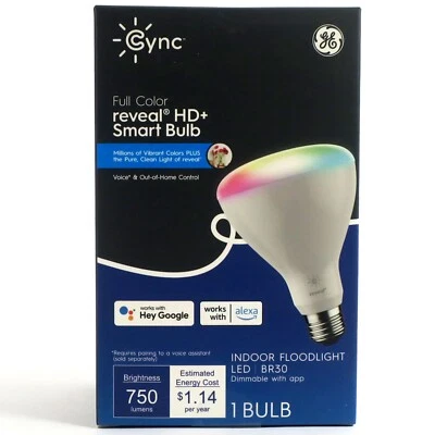 GE, Cync, 93130127, Full Color, Reveal, HD+, Smart Bulb, Model CLEDR309CDRV-OT - Image 1 of 4