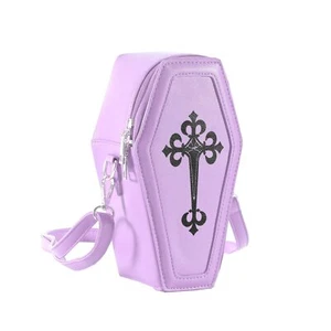 Leather Gothic Coffin Crossbody Bag Small Shoulder Bag for Cosplay Party - Picture 1 of 7