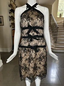 Oscar de la Renta Vintage Lace Mini Dress with Ribbon Bow Details - Picture 1 of 9