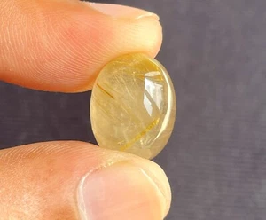 Natural Golden Rutilated Quartz Oval Cabochon Loose Gemstone, 16x12x8 MM, 11Ct - Picture 1 of 2